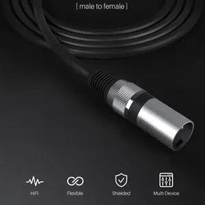 2-piece microphone cable set, 3-cone balanced XLR male to female snake cable, Cat5e Ethernet cable classification, round, soft connector, for studio, podcast, amplifier, camera, speaker