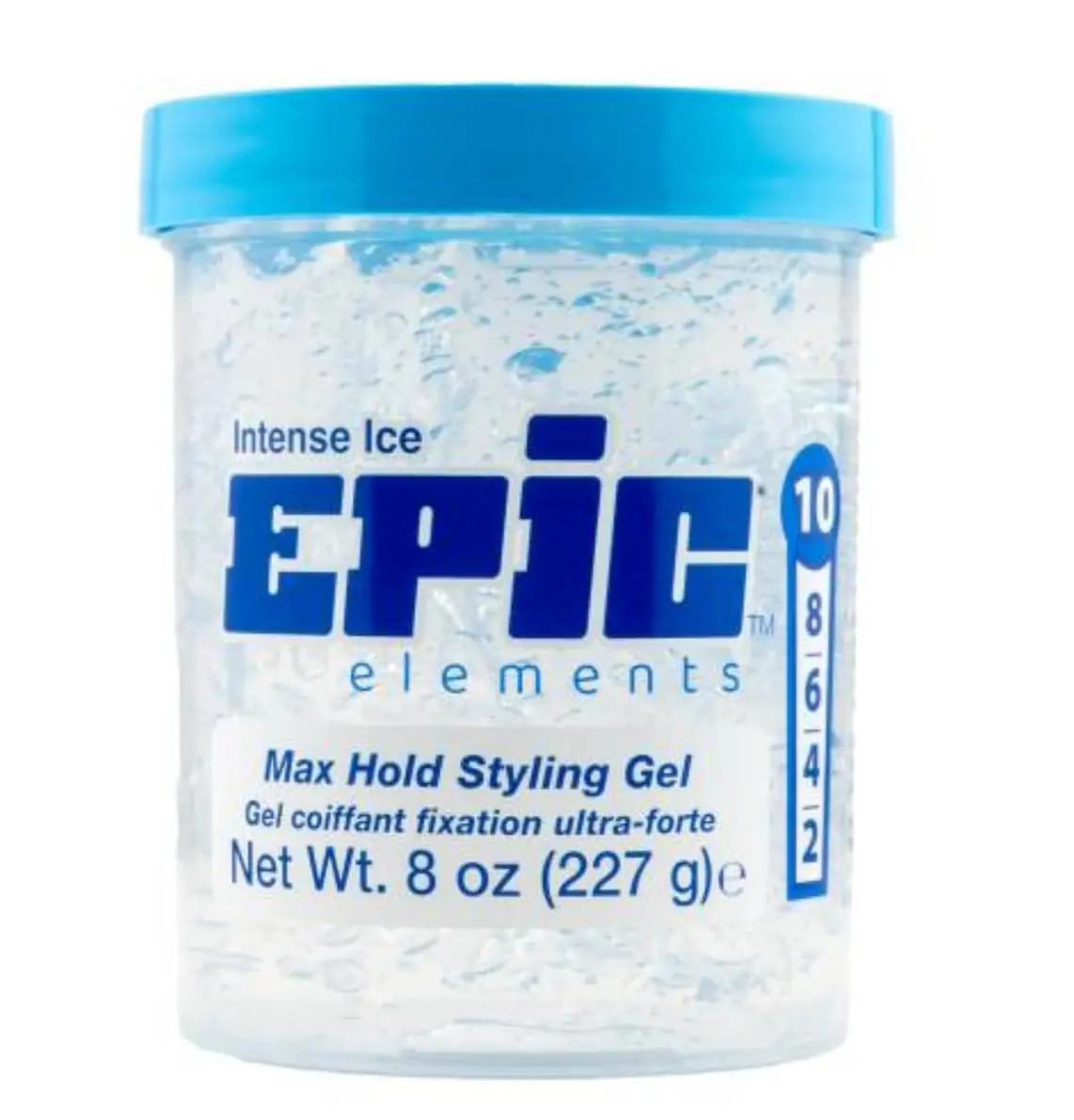 Epic Elements Max Hold Styling Gel Intense Ice - 8 oz, Propylene Glycol & Polymers (e.g. Core Formulas), Extra-Strong Long-Lasting Flake-Free Hold, Normal Hair Care, Perfect Slick Back, Water (Aqua) Primary Base, Single Item
