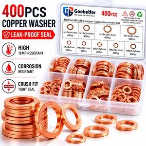 400PCS M5-M14 Copper Sealing Washers Assortment Kit, Oil Drain Plug Crush Gasket, Gift for Mechanic Dad, Auto Motorcycle Maintenance