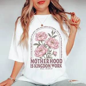 [Sale off up to 50%] Retro Motherhood Is Kingdom Work Shirt, Mothers Day Shirt, Christian Mom Gift, Religious Boho Floral Bible Shirt, Mom Life Tee, Graphic Streetwear T-shirt