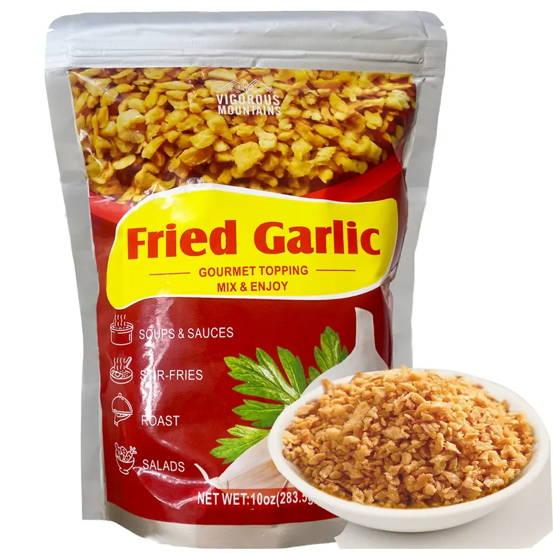 VIGOROUS MOUNTAINS Crispy Fried Garlic Slices Spice and Seasoning Blends, Ready-to-Use Umami Topping for Ramen, Stir Fry, 10 Oz No-Additives Cooking Essential