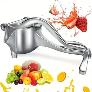 Manual Citrus Juicer, Lemon Juicer, Fruit Vegetable Juicer, Large Capacity, Stainless Steel & Glass Structure, Ergonomic Handle, Lever Mechanism, Easy Clean