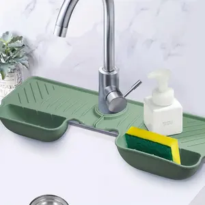 Silicone Sink Splash Guard, Waterproof & Mildew-Proof Mat, Sponge Storage Plate, Draining Organizer for Kitchen Bathroom