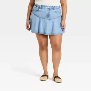Women's Flouncy Mini Denim Skirt - Universal Thread Medium Wash 17