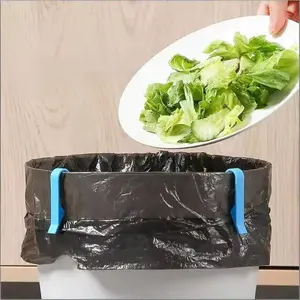 Blue Plastic Trash Can Clip, Practical Tool to Fix Garbage Bags, Lightweight Durable, Easy to Clean, Ideal for Office Waste Bins