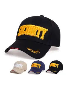 Unisex Security Embroidered Baseball Cap, Adjustable Outdoor Sun Protection Hat, Casual Fitted Woven Cap for Spring & Fall Travel