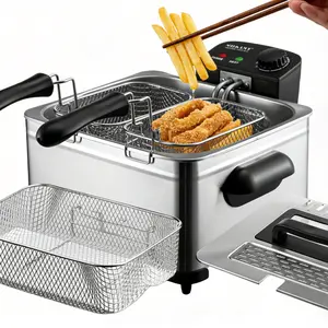 Multifunctional Large Capacity Air Fryer 0.8-gallon 2000W and 1.32-gallon 1400W electric fryers, household high-power electric fryers, with time and temperature control, equipped with frying basket, removable lid and observation window, made of stainless