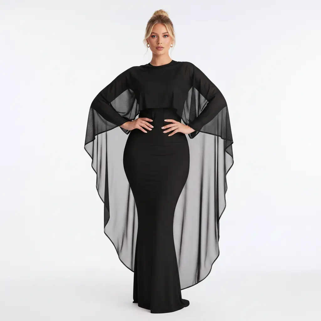  Elegant Sheer Chiffon Capelet for Women - Flowy Asymmetrical Hem Shrug, Versatile Formal Cover Up for Evening Gowns, Bridesmaid & Wedding Guest ﻿