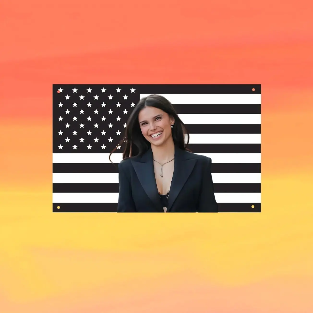 Inde Navarrette Black US Wall Tapestry Flag, Black American Flag Wall Art, Actress Bedroom Decor