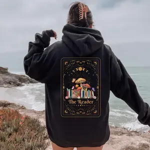 The Reader Tarot Card Sweatshirt, Spiritual Sweater, Cottage Core Mushroom Sweatshirt, Magic Mushroom Sweater For Women, Gift For Book Lover Womenswear Comfortable Womenswear Comfortable Oversized Fitted Love