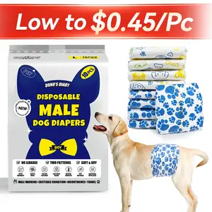 [Restock A]Dono Disposable Male Dog Diapers with Wetness Indicator & Leak-Proof Belly Wraps Rapid-Dry Gel Technology for Excitable Urination Incontinence Size X-Small Small Medium Large 24 Bags for Dogs Toilet Supplies Training