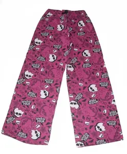 Pink Cute Monster Pajama Pants – Gothic Skull Print Lounge Sleepwear for Women