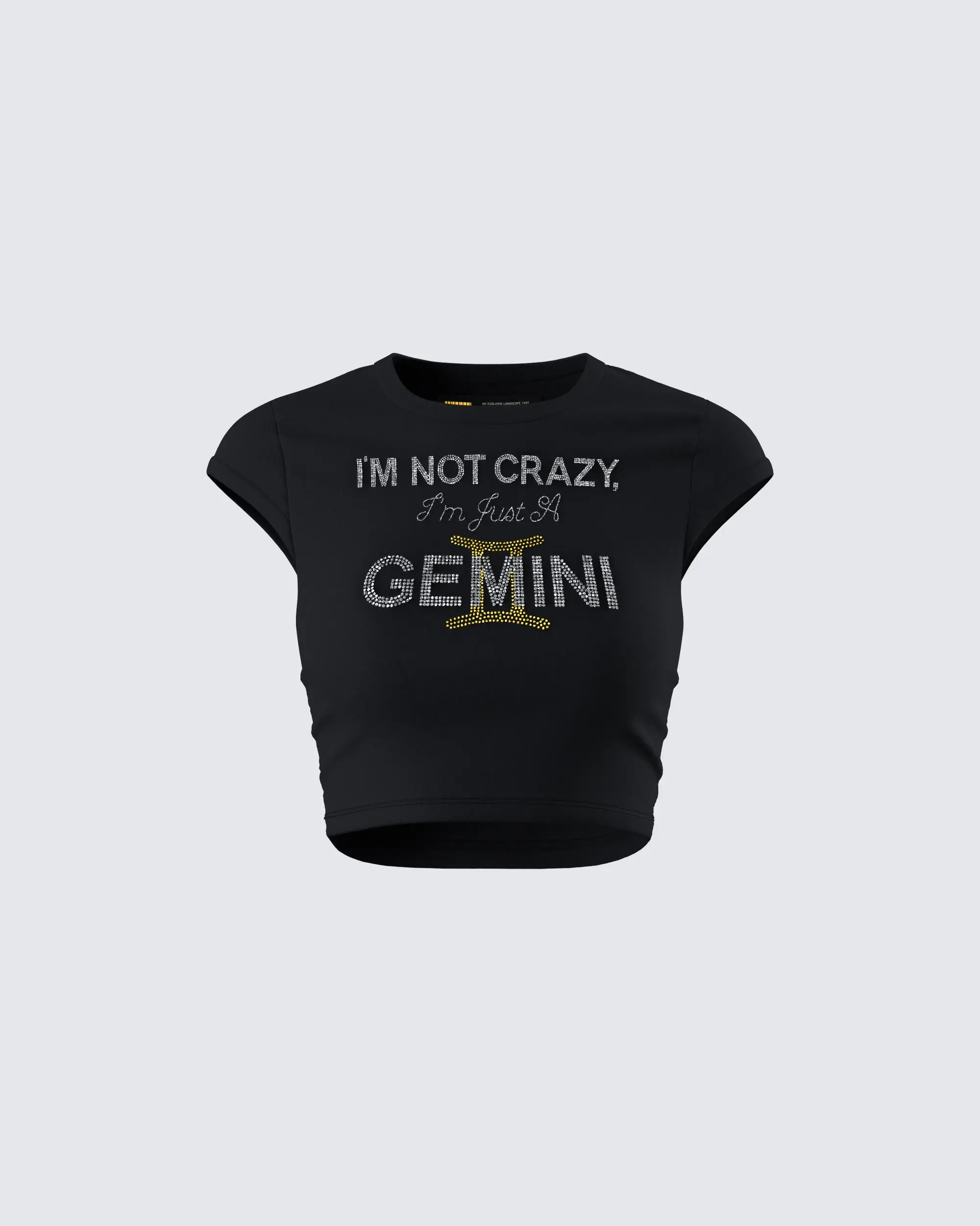 Women's Julane Black Gemini Graphic Cotton-Polyester Tshirt - Round Neck, Short Sleeves, Cropped, Casual Streetwear Top, Tee, Gemini Quote