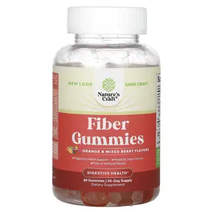 Nature's Craft Fiber Gummies, Orange and Mixed Berry, 60 Gummies