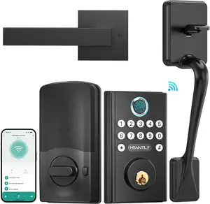 WiFi Smart Door Lock Set:  Keyless Entry Deadbolt with Handle Fingerprint Deadbolt Electronic Digital Keypad Door Lock Alexa App Remote Control