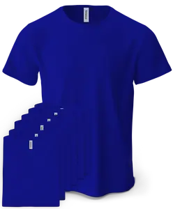 Basico Apparel 100% Cotton Unisex Crew Neck Casual T shirts (6 Pack) Royal Blue Plain Classic Breathable Soft Top Short Sleeves T-Shirt Menswear Dress