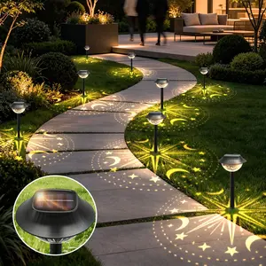 Solar Star Moon Projector Stake Light, Solar Garden Lamp, Energy-Saving Outdoor Lighting, Easy Installation, Perfect for Gardens, Patios, Courtyards, Solar Outdoor Lights