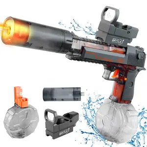 Electric Water Blaster Toy with LED Light Effects, Rechargeable Automatic Water Toy with Large Capacity Drum, Long Range Summer Pool Beach Outdoor Toy for Kids Boys Girls