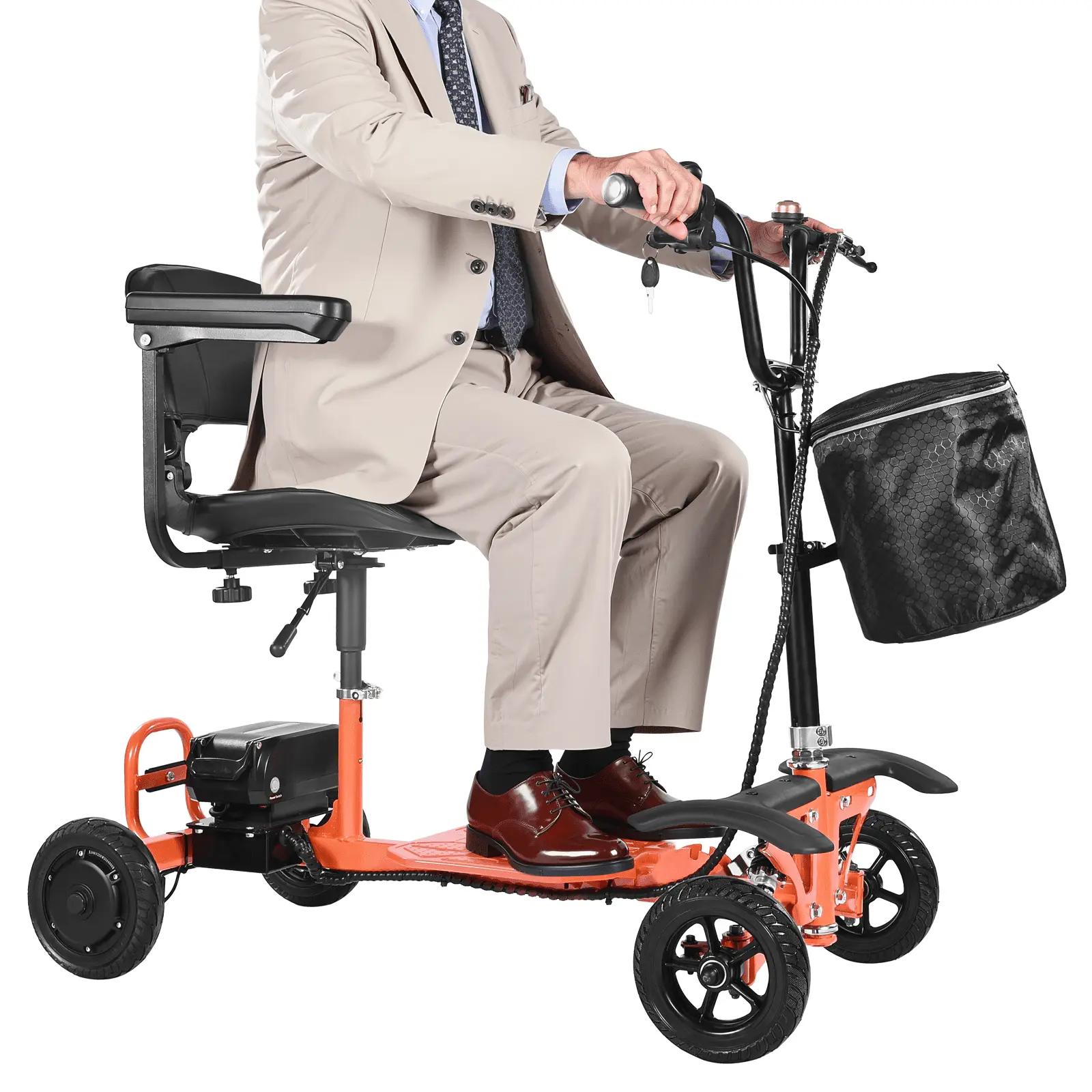 【Summerfinds】VEVOR Unisex 4-Wheel Foldable Compact Electric Mobility Scooter for Seniors - Steel Frame, Foldable Seat, Adjustable Tilt, Safety Brake System, 265LBS Load, 48V Lithium Battery, 8" Solid Tires, 8° Climbing Capacity, Ergonomic Mobility Aid