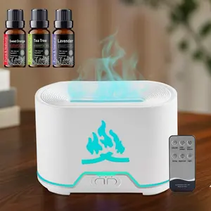 Wireless Remote Control Essential Oil Diffuser with Realistic Flame Effect, Cool Mist Humidifier for Bedroom Office Home Decor