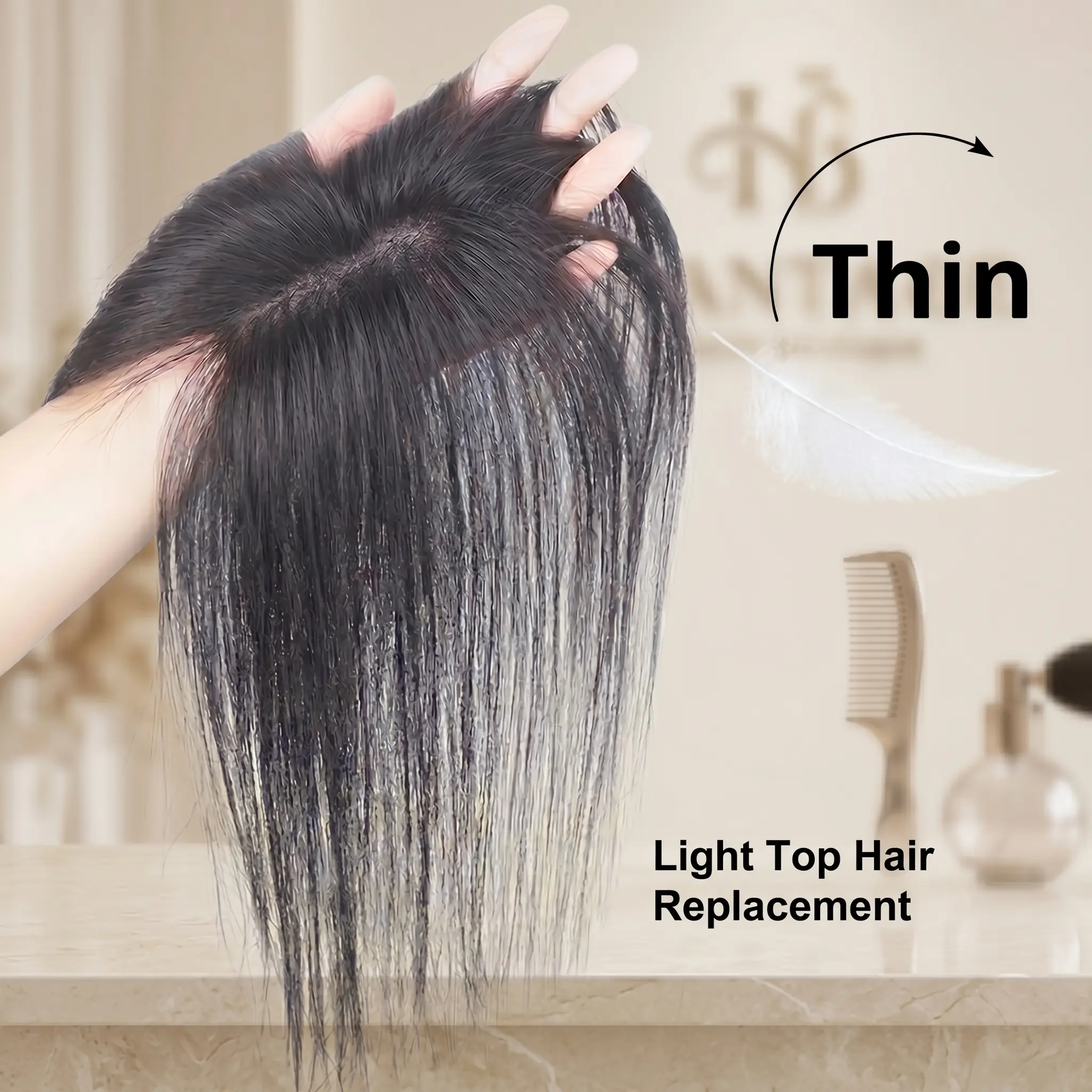 EC Topper for Women - 14 Inch Straight，Clip - In Instant Volume for ...