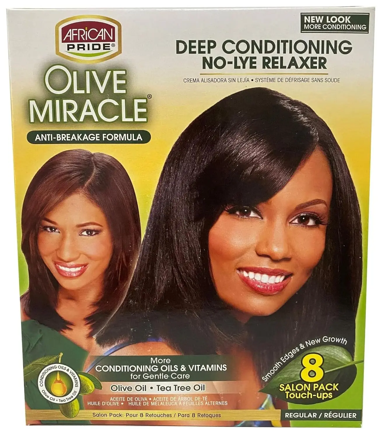 AFRICAN PRIDE Olive Miracle No-Lye Super Relaxer Kit, Ammonia-Free Deep Conditioner for Silky Smooth Hair, Moisture Boost with Olive Oil & Shea Butter, Straight, Mineral Oil, Liquid, Coconut, Conditioning, Hair-Moisturizing, Hydrating, Guanidine Carbonate