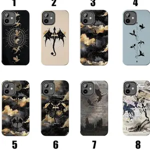 Dragon Fourth Wing Glass Phone Case Fantasy Book Theme Series Inspired Compatible with iPhone X, 11, 12, 13, 14, 15, 16, 17 Series & Galaxy Series