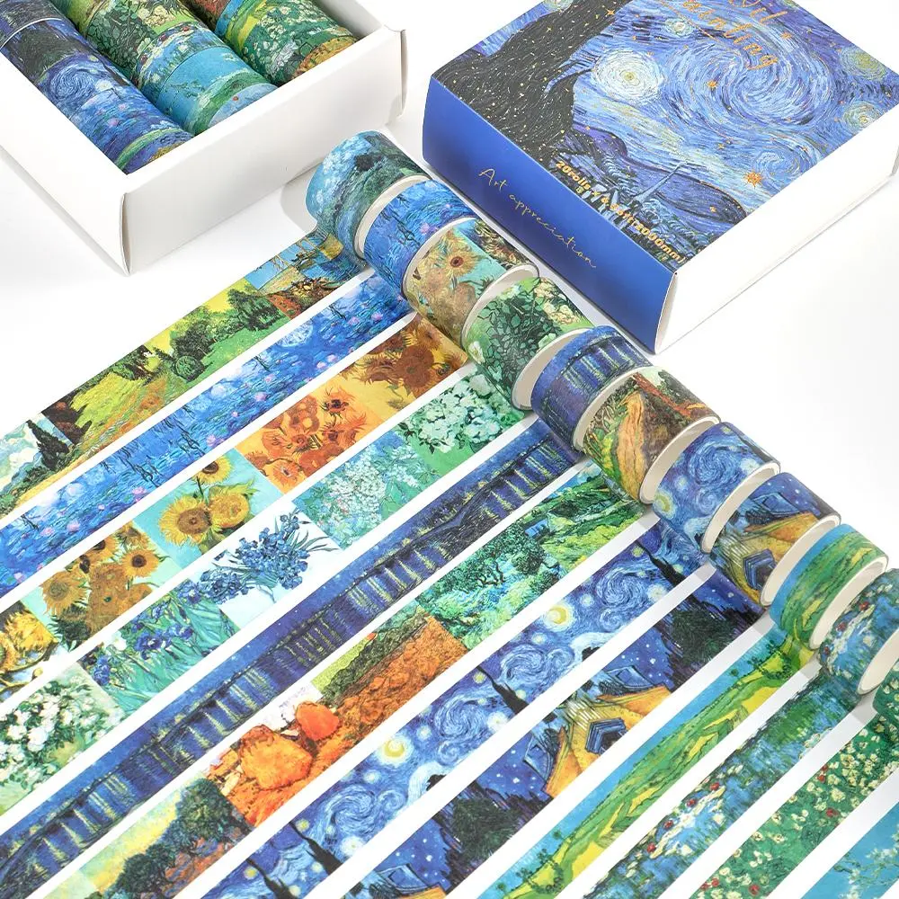 Starry Sky Oil Painting Pattern Washi Tape, 20 Rolls/box Retro Scrapbooking Sticker Tape, Decorative Masking Tape for DIY Crafts Bullet Journaling Creative Craft Kit Crafts Kit, Scrapbook Materials, Art