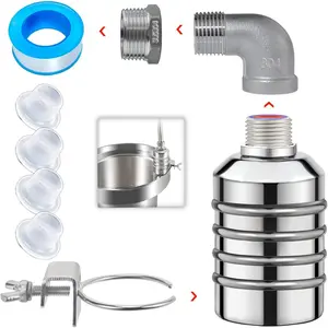 Leak-Proof NPT 1/2" Water Float Valve,1/2" to 3/4" 304 Stainless Steel Fully Automatic Water Level Control Float Valve for Water Tank, Cattle Tank, Pool, Fish Tank, Distiller, Livestock Troughs