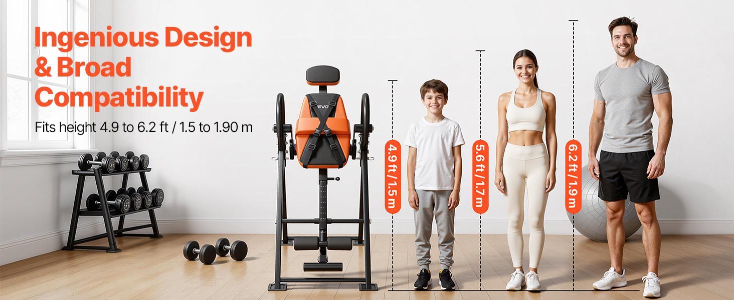 VEVOR Inversion Table, 300 lbs Capacity Heavy Duty Back Inverter Stretcher, Inverted Table with Dual-Roller Locking, Decompression Tables for Shoulders, Neck, Back, Multi-Angle Adjustable Tether Strap#BackToSchool