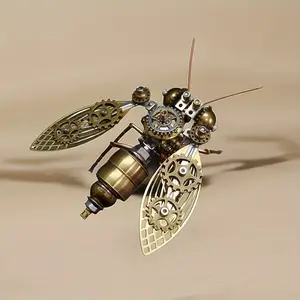 Steampunk Mechanical Bee 3D Puzzle-Golden Metal Insect Model Kit-Suitable for DIY Craft-Creative Handmade Gift for Boys-Christmas Gift