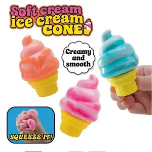 Needoh Cute Ice Cream Squishy Fidget Toy – Slow Rising Sensory Stress Relief Dough Ball, Creative Easter Basket Stuffer, Fun Gift for Kids & Adults