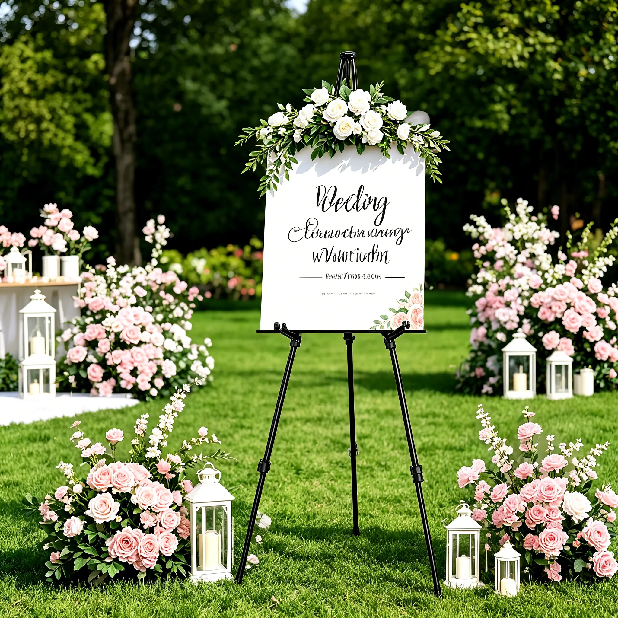 Foldable Steel Metal Tripod Easel Stand,Adjustable 15in Compact Floor Display Holder,Lightweight 2.5lbs Sign Stand Holds Up to 8lbs,Max 63in Height Rack for Wedding Welcome Signs,Baby Shower Boards,Posters,Canvas Artwork