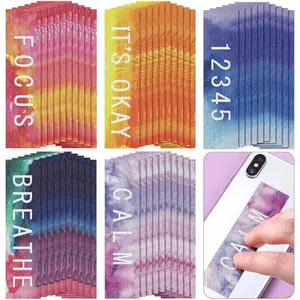 80 Pcs Anxiety Sensory Stickers with Inspirational Quotes Calm Textured Relief Mental Health Stickers Office Adhesive Sensory Tape Anti Stress for Adults(Watercolor)