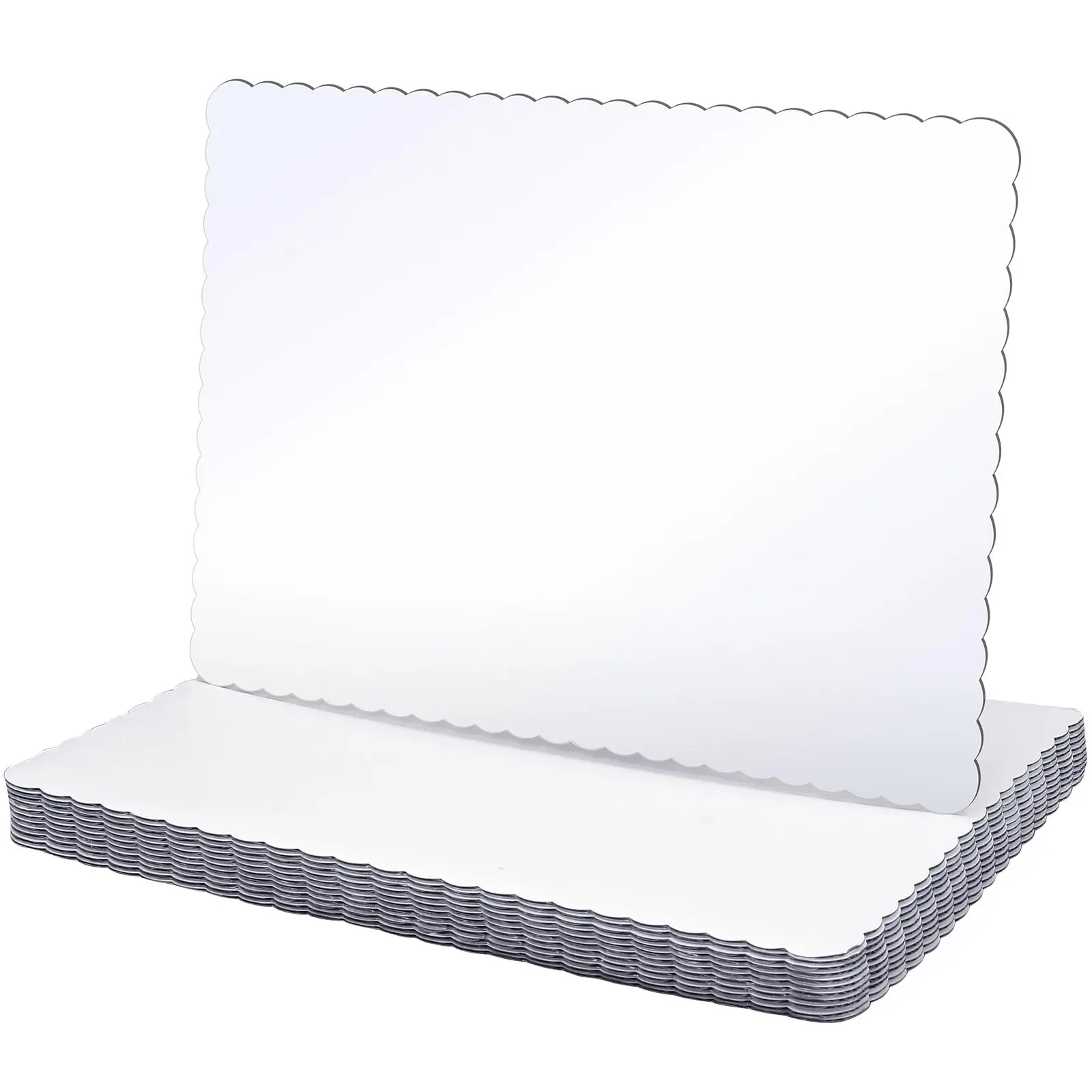 12 Pack 19 X 14 Inch Greaseproof Rectangle Cake Boards Corrugated Single Wall Pad Half Sheet Board Scalloped Dessert Base For Pizza