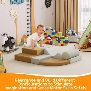 GARVEE 4-6 Piece Foam-Fill Lightweight Blocks Set, Colorful Soft Indoor Baby Climbers & Play Structures, Easy-to-Clean Safe Toddler Equipment for Crawling, Sliding