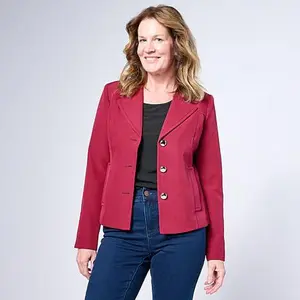 Jaclyn Smith Button Front Jacket with Back Tab
