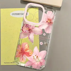 Lotus Flower Transparent TPU Shockproof Phone Case for iPhone 15 Series & More, Durable Protective Cover with Stylish Aesthetic Floral Design