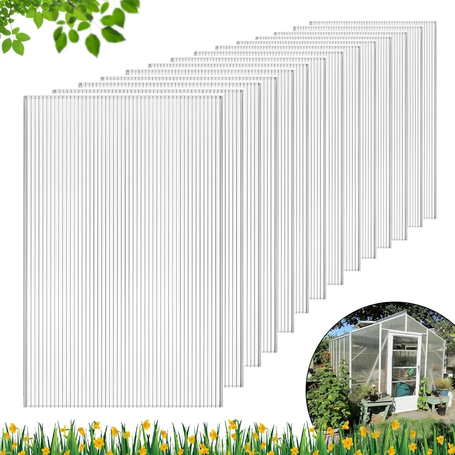 14-Count Synthetic Polycarbonate Wall Panels (4'h x 2'w x 0.24''t) - All-Weather Outdoor Garden Building Covering Sheets, Water Resistant, High-Temperature Resistant, Ideal for Plant Growth, Suitable for Building Roofs