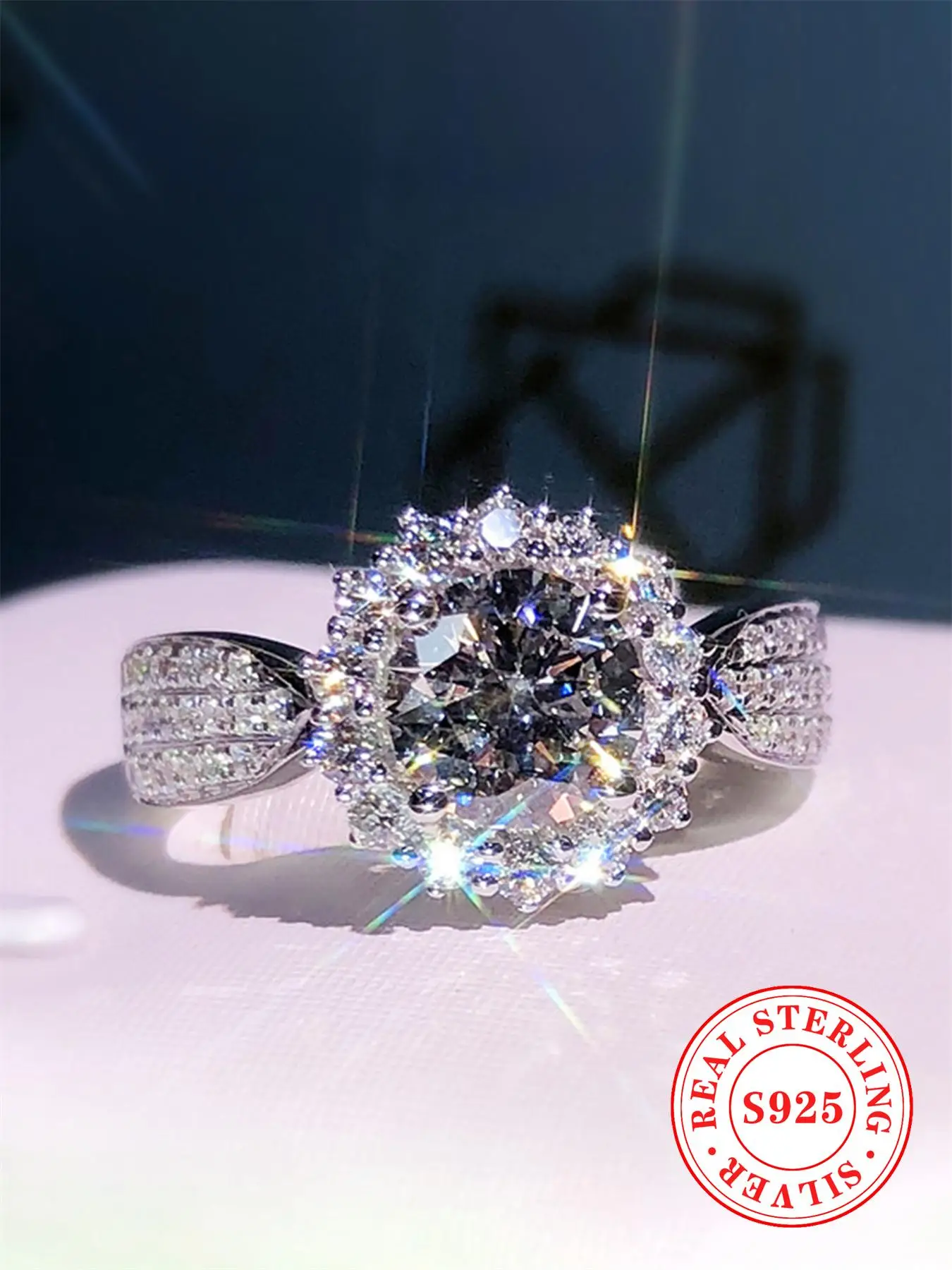 925 Sterling Silver Luxury Artificial Diamond Ring, Fashion Jewelry for Party, Daily Clothing Decor, Trendy All-match & Exquisite Jewelry for Birthday