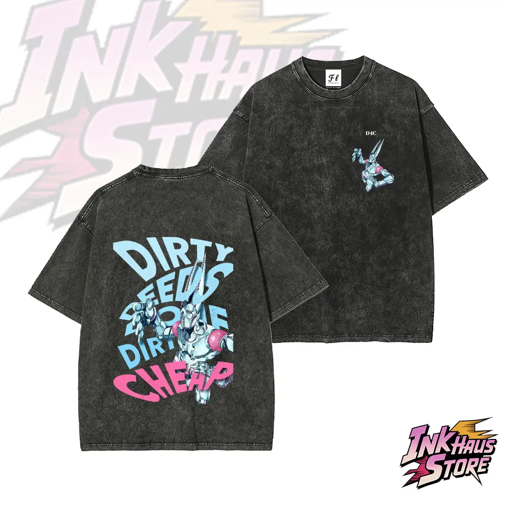 D4C acid wash tee SBR Funny Valentine‘s stand "JOJO's Bizarre Adventure" D4C American T-Shirt, Regular Fit, Made in the USA, Menfashion, Cotton Fabric, Street Style Top.