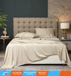 100% Viscose from Bamboo Sheets King- Extra Deep Pocket Sheets Fits 18'-24' Thick Mattress,4 Pieces Beige Sheets Luxury Silky Soft Cooling Bed Sheets No Sweat, Cool Sheets for Hot Sleepers