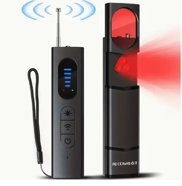 Hidden Camera Detector, AI Anti Spy Bug Detector with RF Signal Scanner, WiFi Finder, GPS Tracker Detector, Listening Device Finder, 6-in-1 Portable for Travel Hotel Bathroom Car Office (Black)