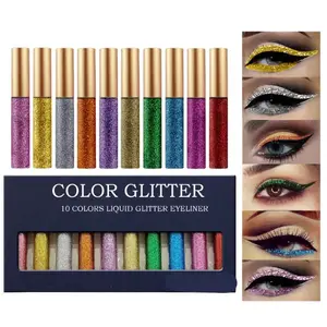 10‑ Waterproof Liquid Glitter Eyeliner & Metallic Eyeshadow — Shimmer Pigment for Eyes, Face & Lips, Festival & Party Makeup