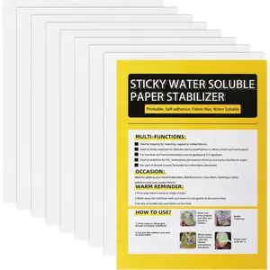 8 count Printable Embroidery Stabilizer,8.5"x11" Stitch Self Adhesive Wash  Stabilizer,Sticky Water Soluble Embroidery Stabilizer Printable Paper Stabilizer for Print or Draw Patterns Hand & Machine