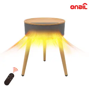 ONAIL Round Heater Table for Indoor Use 2-in-1 Side Table with Warm LED Light 1500W Fast Heating Adjustable Thermostat Wide-Angle Airflow Tip-Over Protection Remote Control