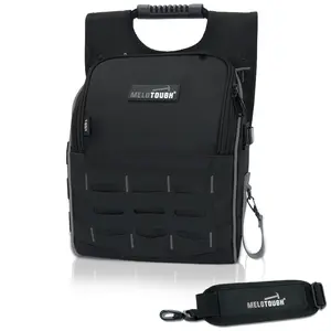 MELOTOUGH Electrician Tool Pouch with Shoulder Strap, Zippered Flip Cover Tool Pouch Bag with Multiple Storage Pockets for Electricians, Technicians, Maintenance