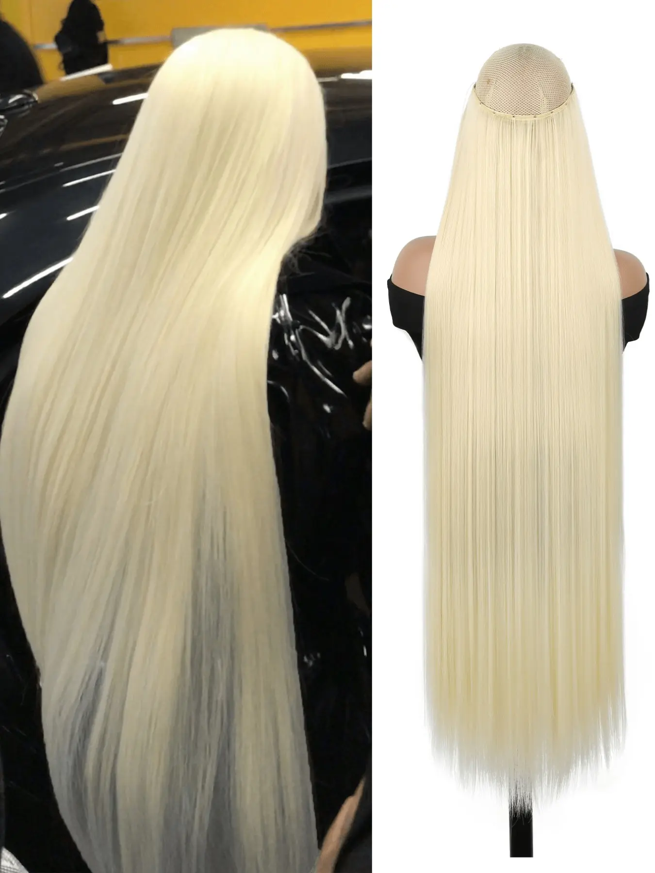 40 inch Or 24 inch Synthetic Clip-In Hair Extensions, Straight Long Hair Accessories, Off-White ,Chocolate Brown Color Clip-Hair For Women Used Daily ,Parties, Cosplay ,Carnival Festivals, Party Hair Extensions, Premium Synthetic Hair, Hairpieces