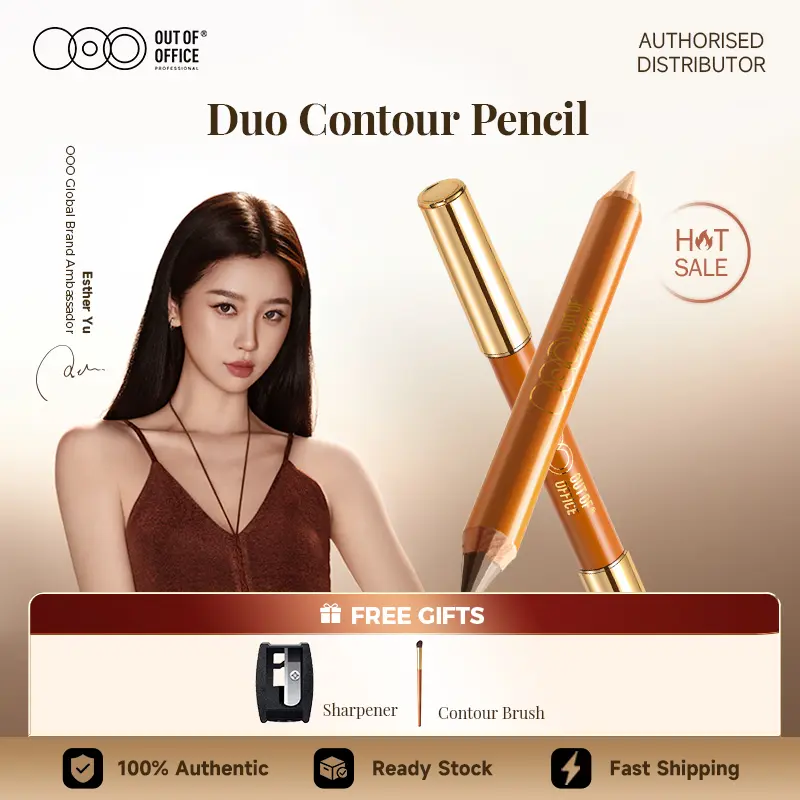 OUT OF OFFICE Dual-Ended 2-in-1 Contour Highlight Pencil, Easy-to-Blend, Beginner-Friendly Face Sculpting V-Shape Bronzer Cosmetic