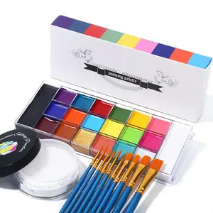 Athena Face Body Paint Oil Palette + Translucent Setting Powder + 10PCS Brushes Set, Professional Non Toxic Face Painting Pallet Kit for Halloween SFX Cosplay Clown Makeup for Women Adults